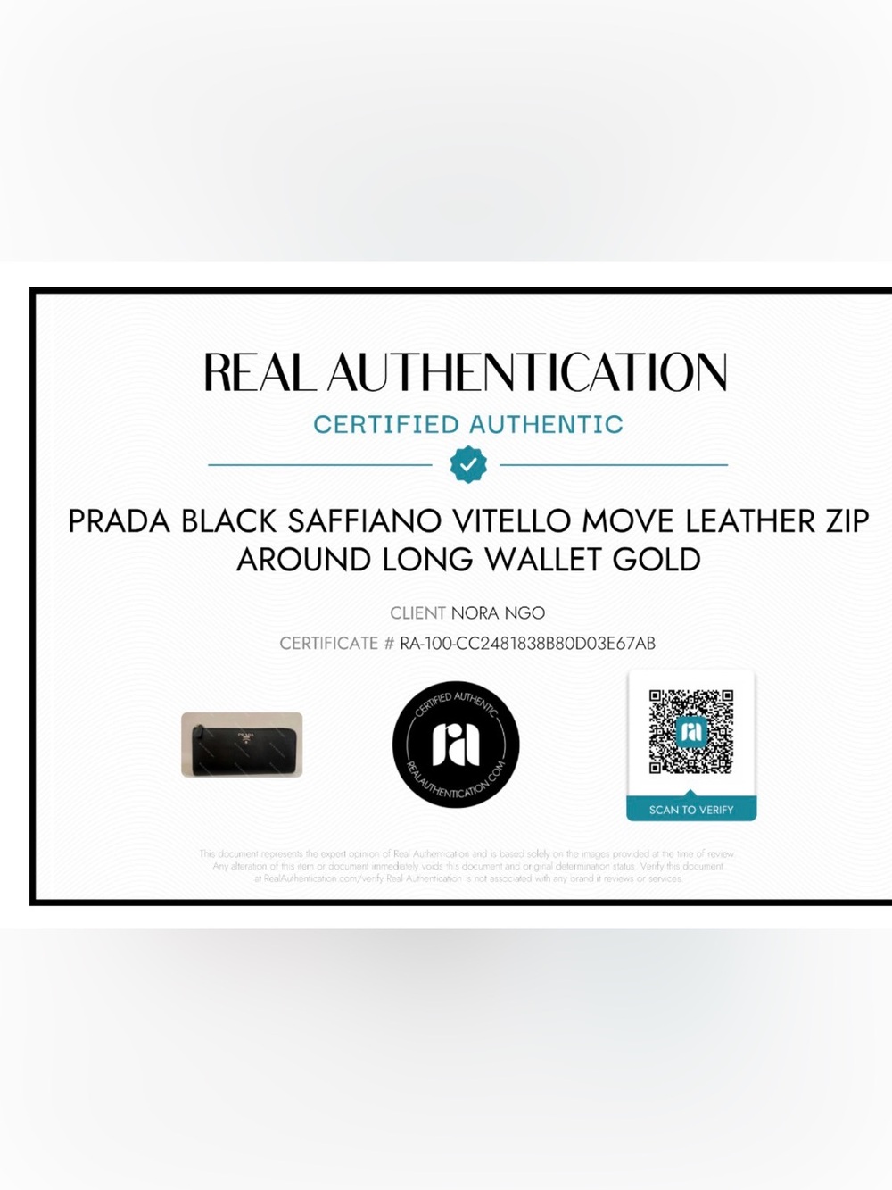 PRADA Vitello Move Black Leather Zip Around Wallet - CERTIFIED AUTHENTIC - Picture 3 of 13